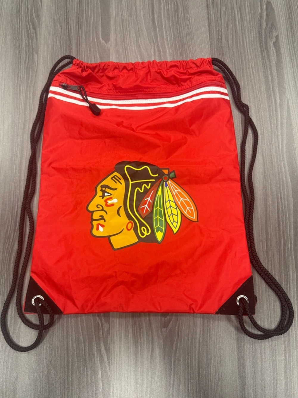 Chicago Blackhawks Red Sports Drawstring Backpack Sack Tote with Team Logo